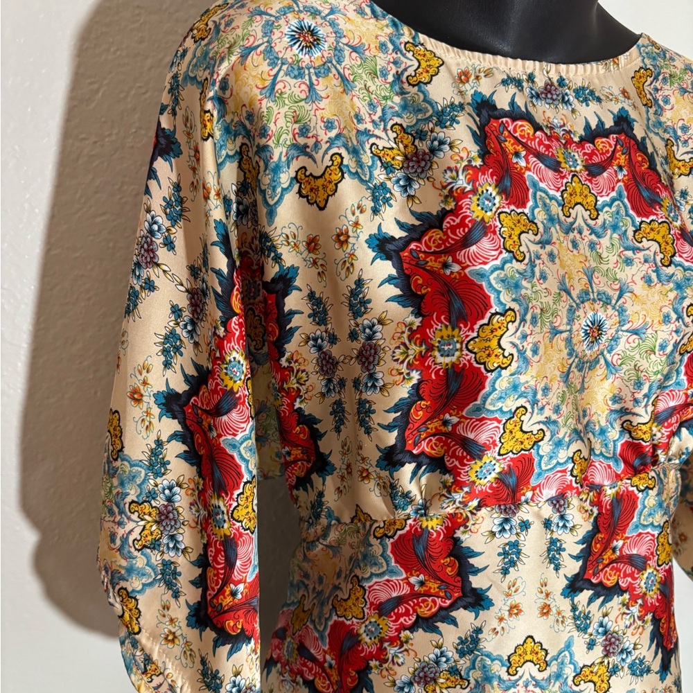AKA New York Red Ruffled Fitted Blouse by Anthropologie - Picture 4 of 16